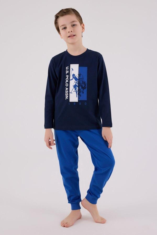 U.S. Polo Assn  Uzun Kol Pijama Takım US2206-4 Lacivert - Image 1