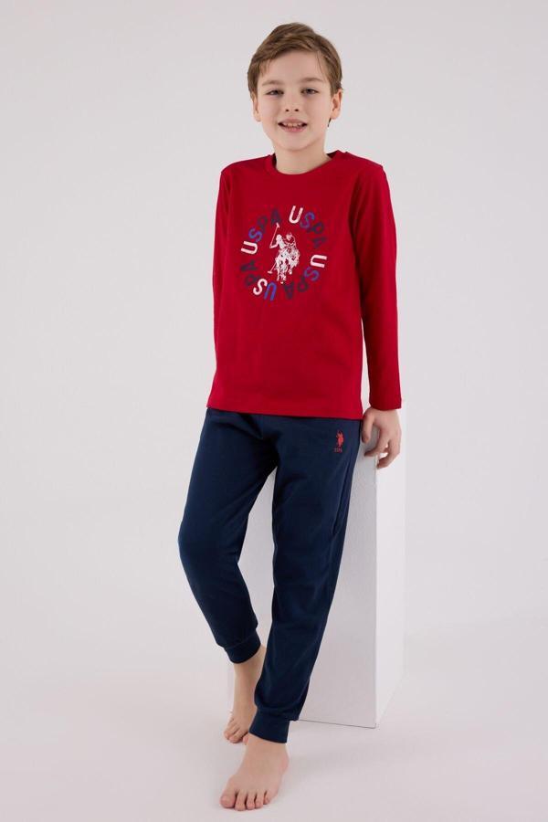 U.S. Polo Assn Uzun Kol Pijama Takım US2214-4 Kırmızı - Image 1