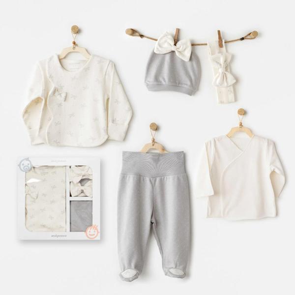 Andywawa AC26250 Baby Bow Bliss 5'li Hastane Çıkışı Ekru - Image 1