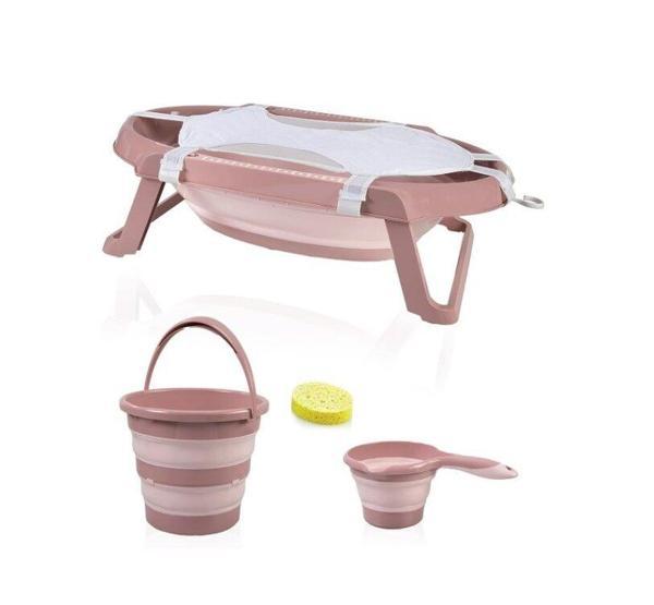 BabyJem Katlanır Banyo 5'Li Küvet Seti 596 Somon - Image 1