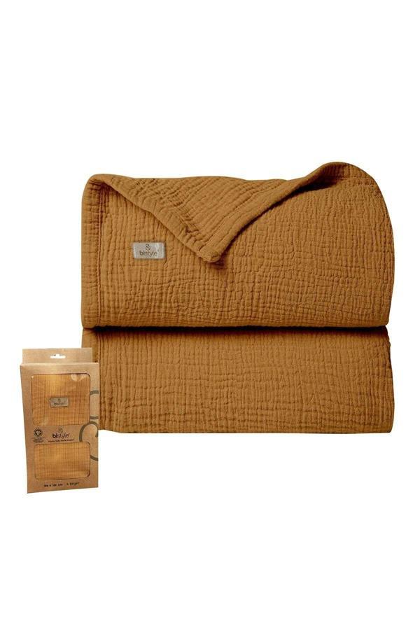 Bistyle Müslin Battaniye 120x120 Cm 70101 Hardal - Image 1