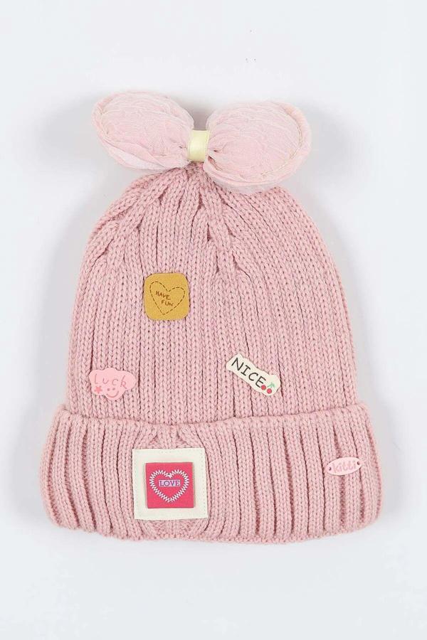 Kitti Çocuk Kız Kulaklı Bere (4-8 Yaş) K24130-02 Soft Pembe - Image 1