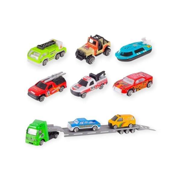 10 Parça Araç Taşıyan Tır Seti - Die Cast - DS047 - City - Image 1