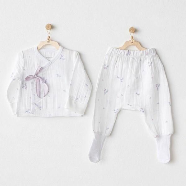 Andywawa AC25584 Magical Butterfly Müslin 2'Li Zıbın Takım White - Image 1