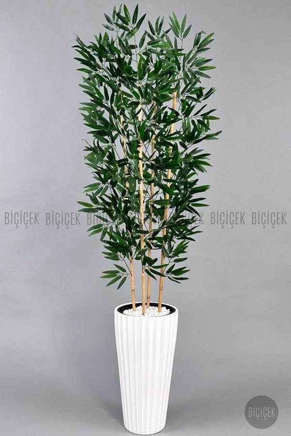 Biçiçek Yapay Bambu Ve Benjamin 4 Dal Yoğun Yapraklı 180 Cm - Image 1