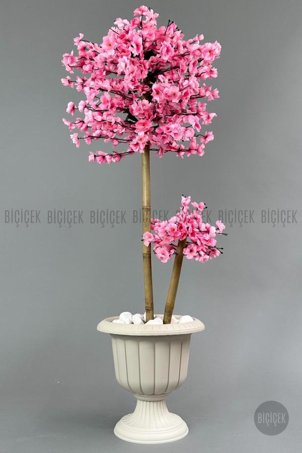 Biçiçek Yapay Ağaç Doğal Bambu Gövdeli Japon Ağacı Pembe Bahar Dalı Ağacı 125Cm - Image 1