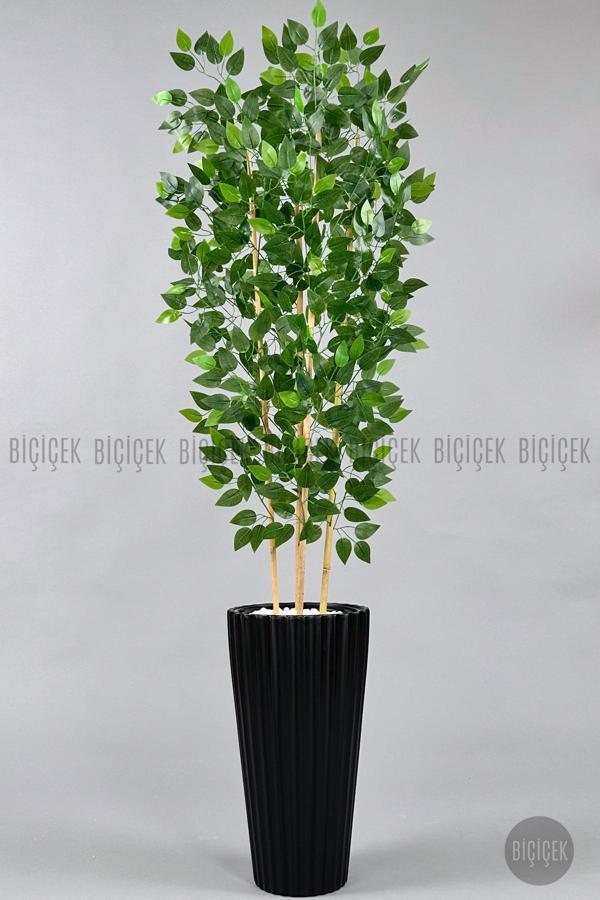 Biçiçek Yapay Bambu Ve Benjamin 4 Dal Yoğun Yapraklı 180 Cm - Image 1