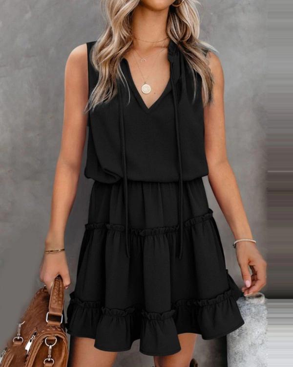 Sıfır Kol V Yaka Ipek Aerobin Elbise - Image 1