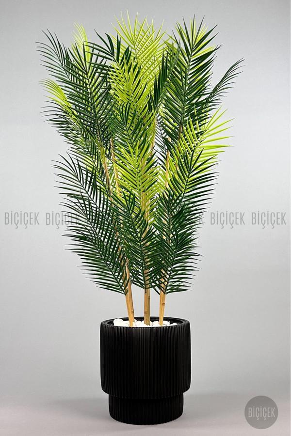 Biçiçek Yapay Areka Palmiyesi 6 Gövde Gala Saksıda Yoğun Yapraklı - Image 1