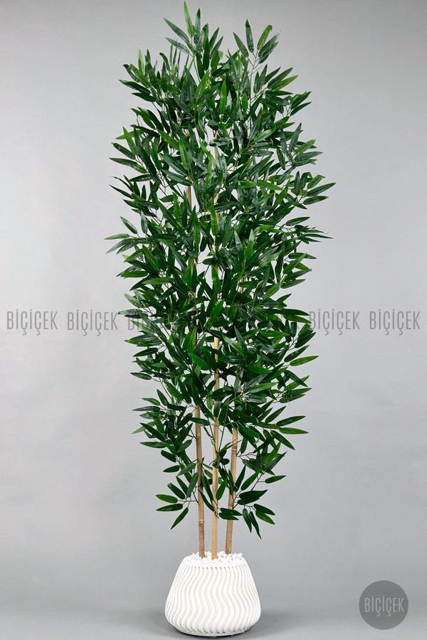 Biçiçek Yapay Bambu Ağacı 160Cm Yoğun Yapraklı Büyük Saksıda - Image 1