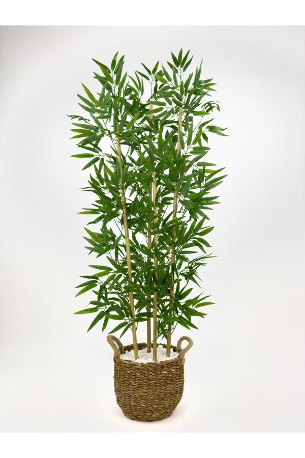 Biçiçek 140 Cm Yapay Bambu Ağacı Hasır Saksıda - Image 1