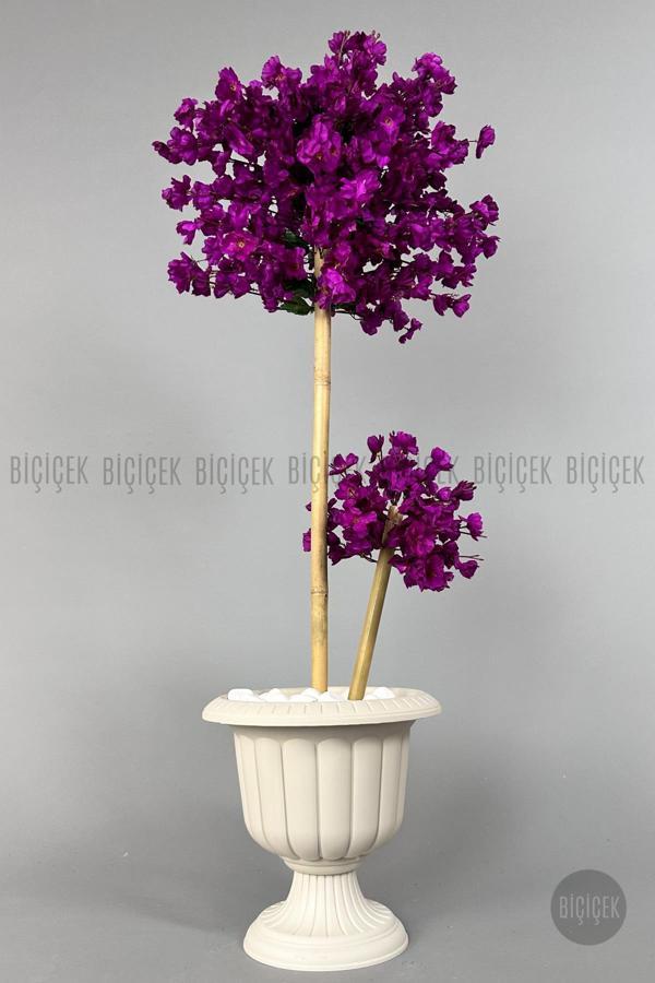 Biçiçek Yapay Ağaç Doğal Bambu Gövdeli Japon Ağacı Mor Bahar Dalı Ağacı 125Cm - Image 1
