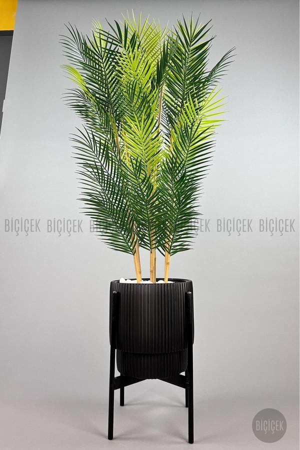 Biçiçek Yapay Areka Palmiyesi 6 Gövde Gala Saksıda Yoğun Yapraklı - Image 1