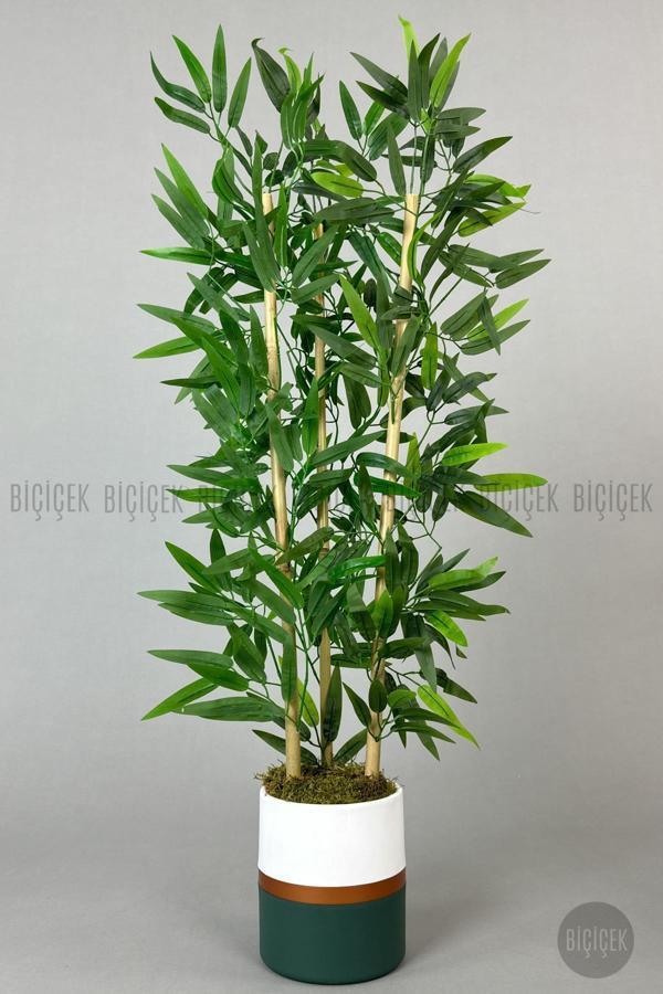 Biçiçek Yapay Bambu Ağacı 100Cm Lux Saksı - Image 1