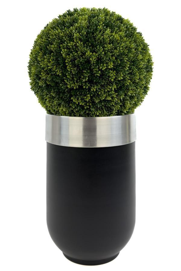 Biçiçek Şimşir Ağacı 90Cm Siyah Gümüş Darbuka Saksıda - Image 1