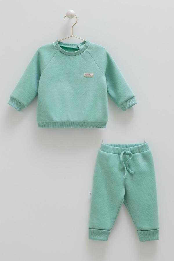 BASIC KIZ ARMALI ÜÇ İPLİK ALT ÜST TAKIM - CARAMELL  - TKK1883 - Yeşil - 12 - 18 Ay - TKK1883-Yeşil-12 - 18 Ay Yeşil - Image 1