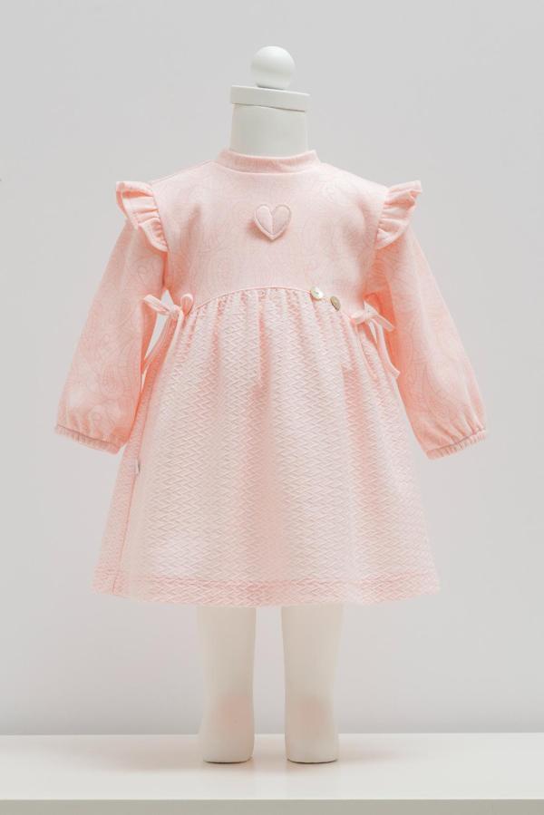 TINY LACE OMUZ FIRFIRLI BEBEK ELBİSE - CARAMELL  - ELB1889 - Pembe - 3 - 6 Ay - ELB1889-Pembe-3 - 6 Ay Pembe - Image 1