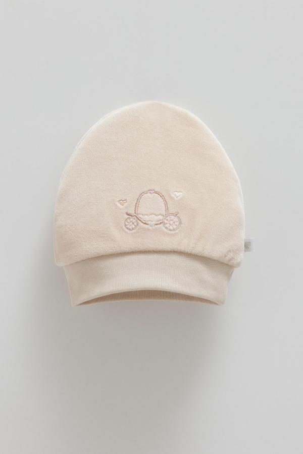 MIDDLE CASTLE NAKIŞLI KIZ KADİFE BERE - CARAMELL  - SPK2150 - Bej - 6 - 9 Ay - SPK2150-Bej-6 - 9 Ay Bej - Image 1