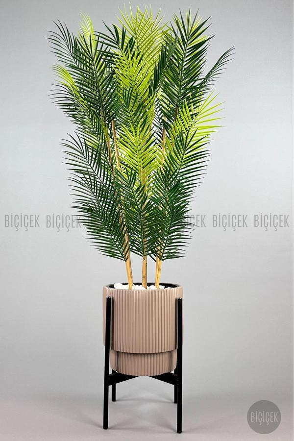 Biçiçek Yapay Areka Palmiyesi 6 Gövde Gala Saksıda Yoğun Yapraklı - Image 1