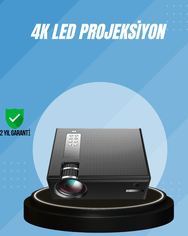 Yüksek Parlaklıkta Projeksiyon Cihazı – 1080p Destekli, Taşınabilir Ev Sineması Sistemi - Image 1