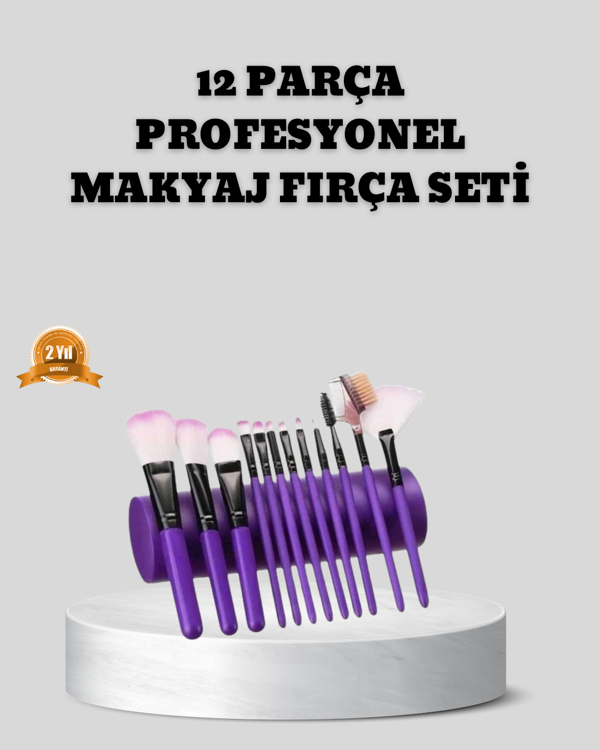 12 Parça Makyaj Fırça Seti – Profesyonel ve Günlük Kullanıma Uygun - Image 1