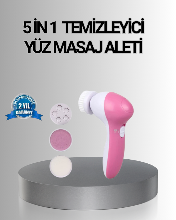 5 Başlıklı Yüz Masaj Aleti – Cilt Temizleme, Peeling, Siyah Nokta ve Gözenek Bakımı - Image 1