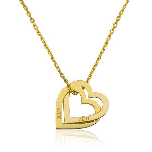 Supertrend Gümüş Gold Kişiye Özel Kalpler Kolye - Image 1