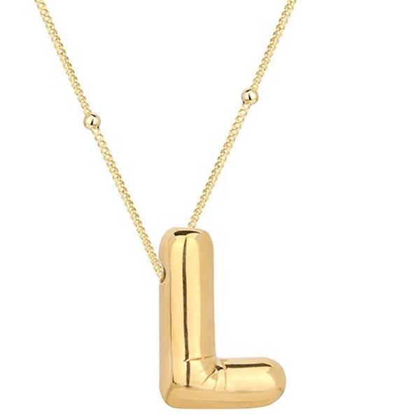 Supertrend Gümüş Gold Balon L Harfi Kadın Kolye - Image 1