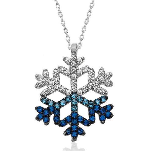 Supertrend Gümüş Mavi Taşlı Kar Tanesi Kadın Kolye - Image 1