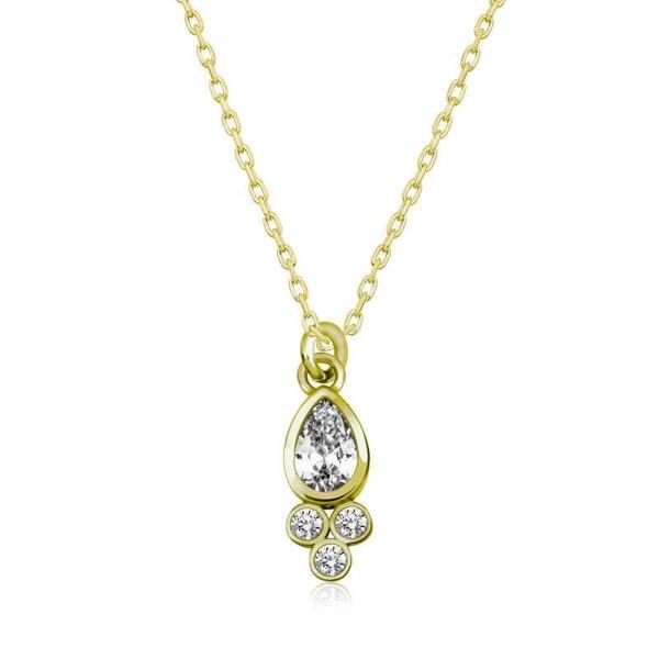 Supertrend Gümüş Gold Çiğ Damlası Tektaş Bayan Kolye - Image 1