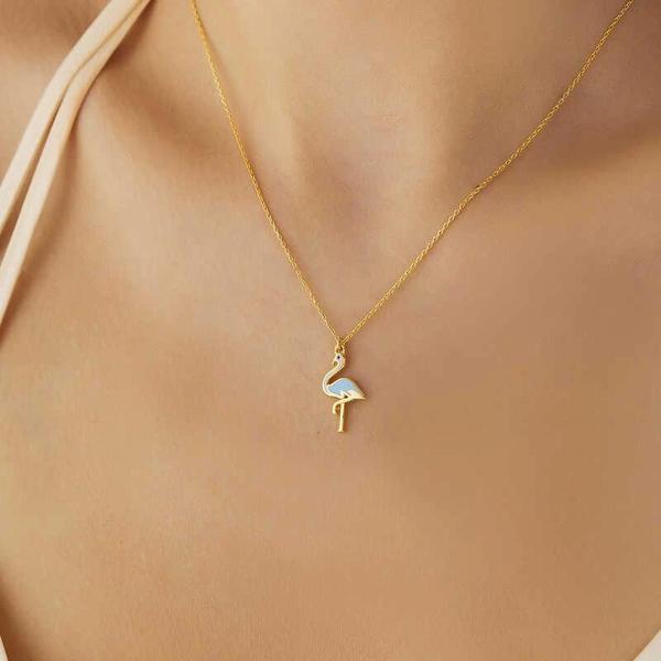 Supertrend Gümüş Gold Flamingo Kadın Kolye - Image 1