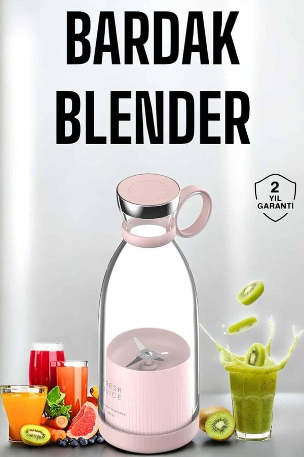 Bardak Blender Smoothie Meyve Sıkacağı Şarjlı Cam Taşınabilir - Image 1