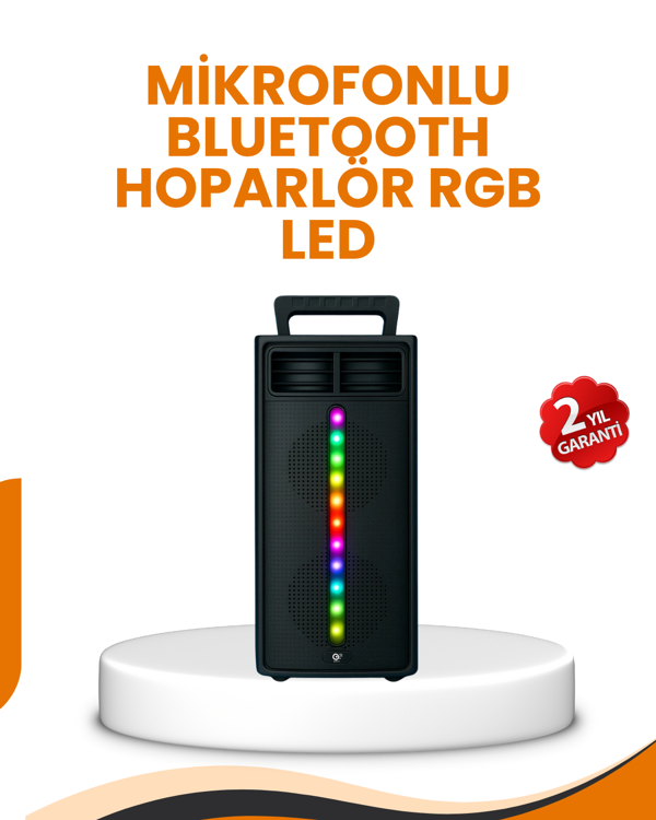 Bluetooth Işıklı Hoparlör – 2x5W Güç | USB + TF Kart + FM Radyo | Siyah Renk (Kopya) - Image 1