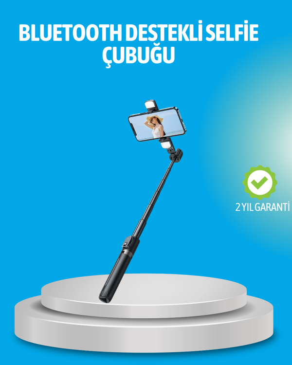 Bluetooth Işıklı Uzaktan Kumandalı Selfie Çubuğu – 130 cm Yükseklik - Image 1