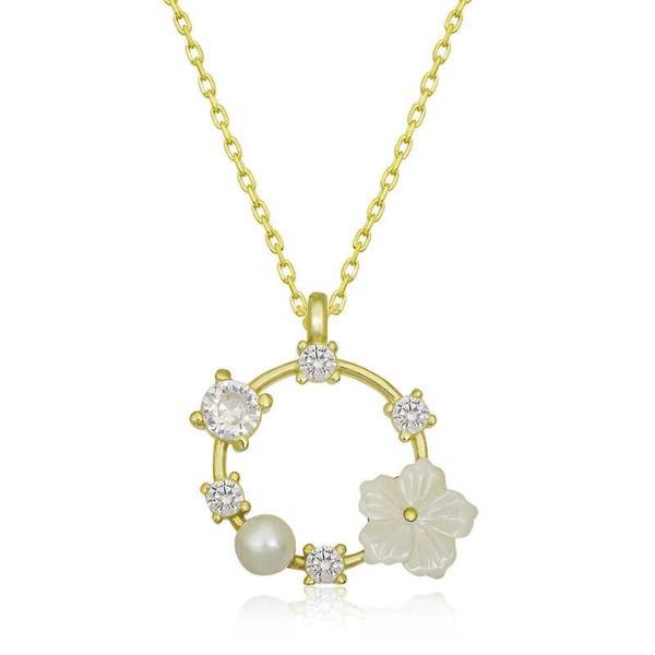 Supertrend Gümüş Gold Manolya Çiçeği Kadın Kolye - Image 1