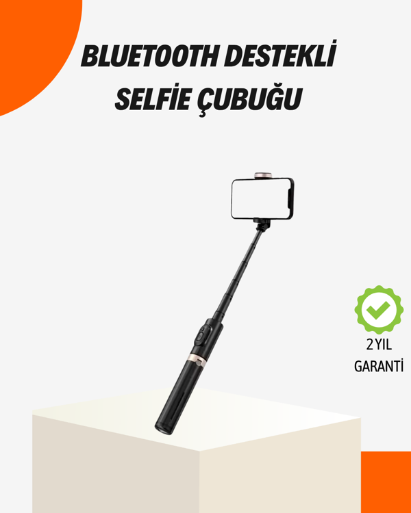 Bluetooth’lu Işıklı Selfie Çubuğu – Katlanabilir, 130 cm - Image 1