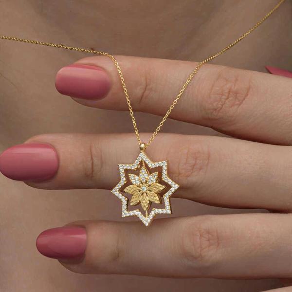 Supertrend Gümüş Gold Kar Tanesi Kadın Kolye - Image 1