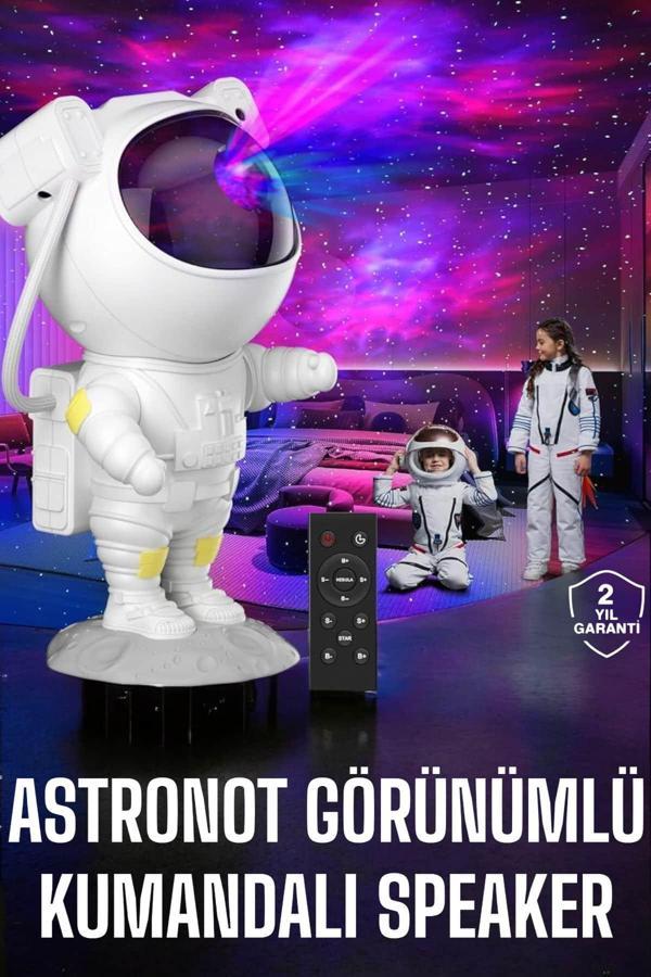 Çocuklara Özel Projeksiyon Astronot Lamba Speaker Sevimli - Image 1
