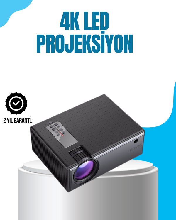 Full HD Destekli Taşınabilir Projeksiyon Cihazı – HDMI, USB, VGA Girişli, Uzaktan Kumandalı - Image 1