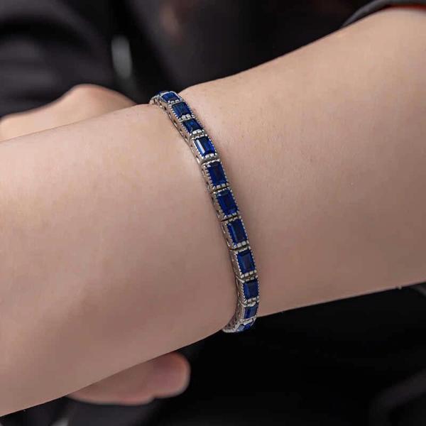 Supertrend Gümüş Mavi Taşlı Su Yolu Kadın Bileklik - Image 1