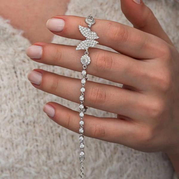 Supertrend Gümüş Zirkon Taşlı Kelebek Kadın Bileklik - Image 1