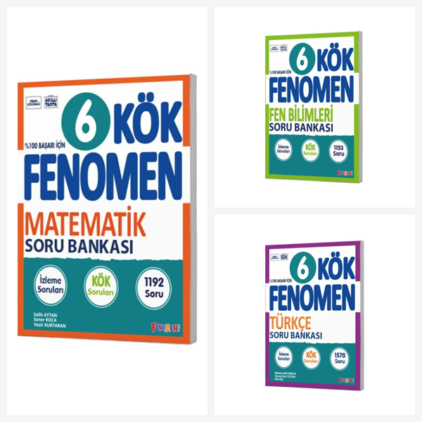 Fenomen 6. Sınıf Matematik + Fen + Türkçe Kök Soru Bankası Seti Fenomen Yayınları - Fenomen Yayıncılık - Image 1