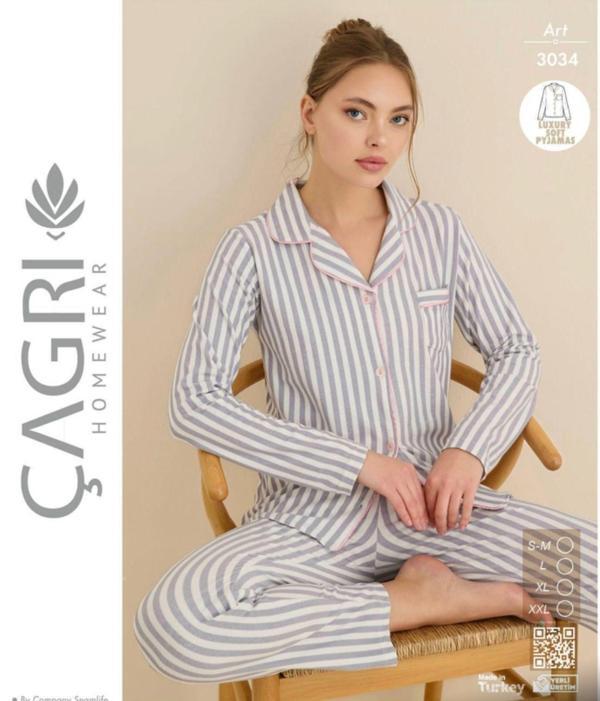 Çağrı Kadın Kışlık Süet Uzun Kollu Önü Düğmeli Pijama Takımı - Image 1