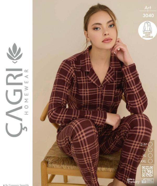 Çağrı Kadın Kışlık Süet Uzun Kollu Önü Düğmeli Pijama Takımı - Image 1