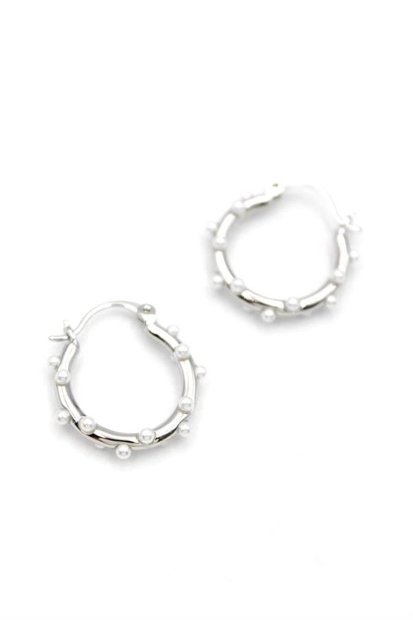 İncili Halka Küpe - Gümüş - Image 1