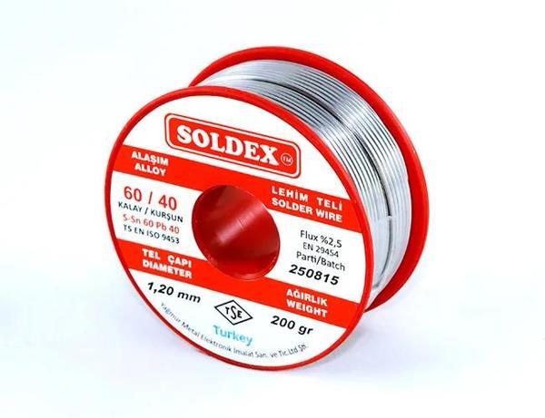 Soldex 60-40 Lehim Teli 200 Gr 1,2 Mm - Sn:60 / Pb:40 - Image 1