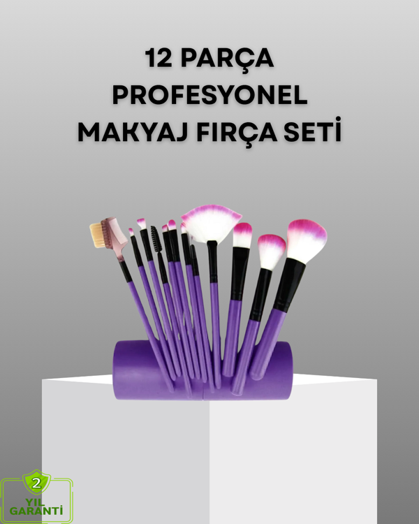 Ultra Yumuşak 12’li Makyaj Fırça Seti – Dökülme Yapmaz, Dalin Şampuan ile Temizlenebilir - Image 1