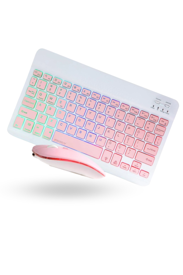 Büro Ev Ofis Bilgisayarı için Pembe Rgb Işıklı Klavye Mouse Seti - Image 1