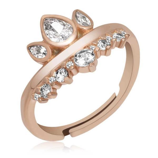 Supertrend Gümüş Rose Ayarlanabilir Kraliçe Tacı Kadın Yüzük - Image 1