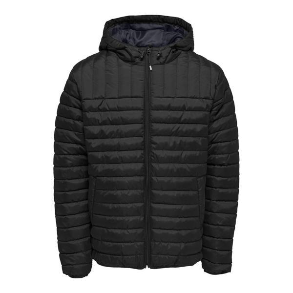 Only & Sons Erkek Siyah Paul Quilted Hood Kapüşonlu Mont 22015121-blk - Image 1